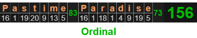 "Pastime Paradise" = 156 (Ordinal)
