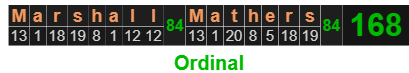 Marshall Mathers = 168 Ordinal