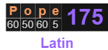 Pope = 175 Latin