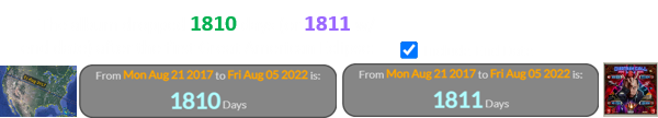 The album dropped 1810 days (or 1811 w/ end date) after the first Great American Eclipse:
