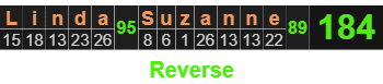 "Linda Suzanne" = 184 (Reverse)