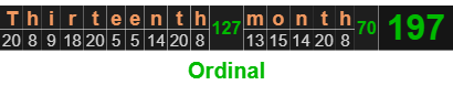 Thirteenth month = 197 Ordinal