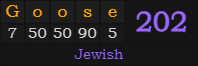 "Goose" = 202 (Jewish)