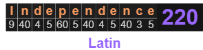 Independence = 220 Latin