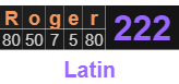 Roger = 222 Latin