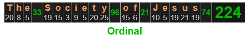 The Society of Jesus = 224 Ordinal