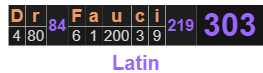 Dr. Fauci = 303 Latin