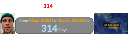 It was also 314 days before the next significant solar eclipse: