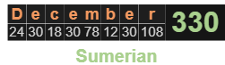 December = 330 Sumerian