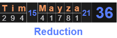 "Tim Mayza" = 36 (Reduction)