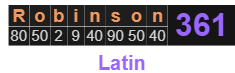 Robinson = 361 Latin