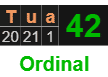 "Tua" = 42 (Ordinal)