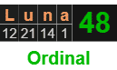 "Luna" = 48 (Ordinal)