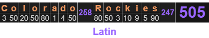 Colorado Rockies = 505 Latin