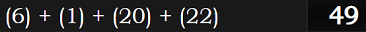 (6) + (1) + (20) + (22) = 49