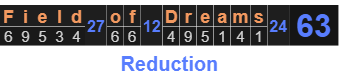 "Field of Dreams" = 63 (Reduction)