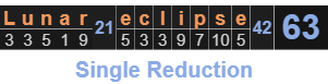 "Lunar eclipse" = 63 (Single Reduction)