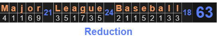 "Major League Baseball" = 63 (Reduction)