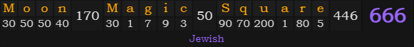 "Moon Magic Square" = 666 (Jewish)