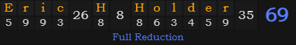 "Eric H. Holder" = 69 (Full Reduction)