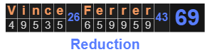 Vince Ferrer = 69 Reduction