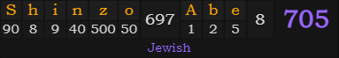 "Shinzo Abe" = 705 (Jewish)