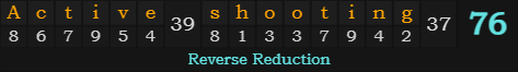 "Active shooting" = 76 (Reverse Reduction)