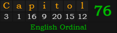 "Capitol" = 76 (English Ordinal)