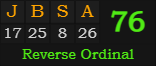 "JBSA" = 76 (Reverse Ordinal)