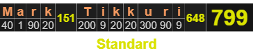 "Mark Tikkuri" = 799 (Standard)