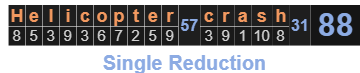 Helicopter crash = 88 Single Reduction