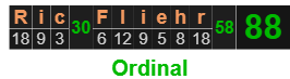 Ric Fliehr = 88 Ordinal