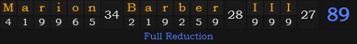 "Marion Barber III" = 89 (Full Reduction)