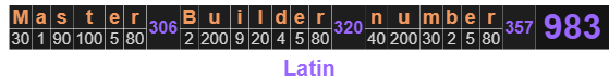 Master Builder number = 983 Latin