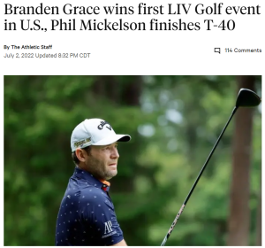 Branden Grace wins first LIV Golf event in U.S., Phil Mickelson finishes T-40
