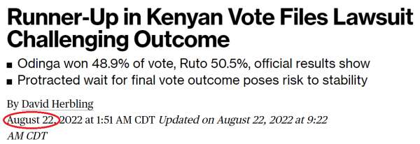 Runner-Up in Kenyan Vote Files Lawsuit Challenging Outcome