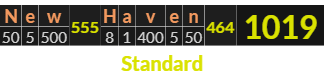 "New Haven" = 1019 (Standard)