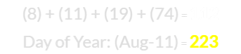 (8) + (11) + (19) + (74) = 112