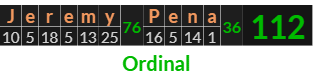 "Jeremy Pena" = 112 (Ordinal)