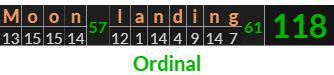 "Moon landing" = 118 (Ordinal)