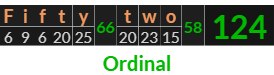 "Fifty two" = 124 (Ordinal)