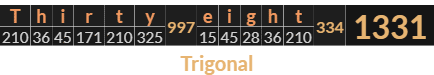 "Thirty eight" = 1331 (Trigonal)