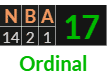 "NBA" = 17 (Ordinal)