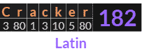 "Cracker" = 182 (Latin)