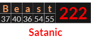 "Beast" = 222 (Satanic)