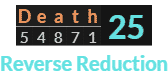 "Death" = 25 (Reverse Reduction)