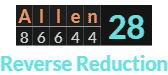 "Allen" = 28 (Reverse Reduction)