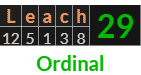 "Leach" = 29 (Ordinal)