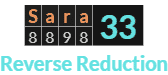 "Sara" = 33 (Reverse Reduction)