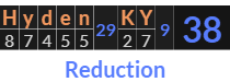 "Hyden KY" = 38 (Reduction)